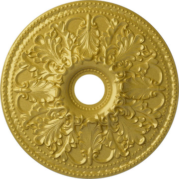 23 7/8 OD x 4" ID x 2 1/8 P Ashley Ceiling Medallion (fits Canopies up to 4 3/4), Hand-Painted, Rich Gold