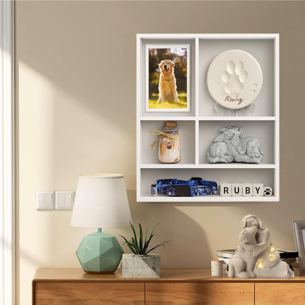 11*14" Solid Wood Pet Memorial Shadow Box with Adjustable Shelves