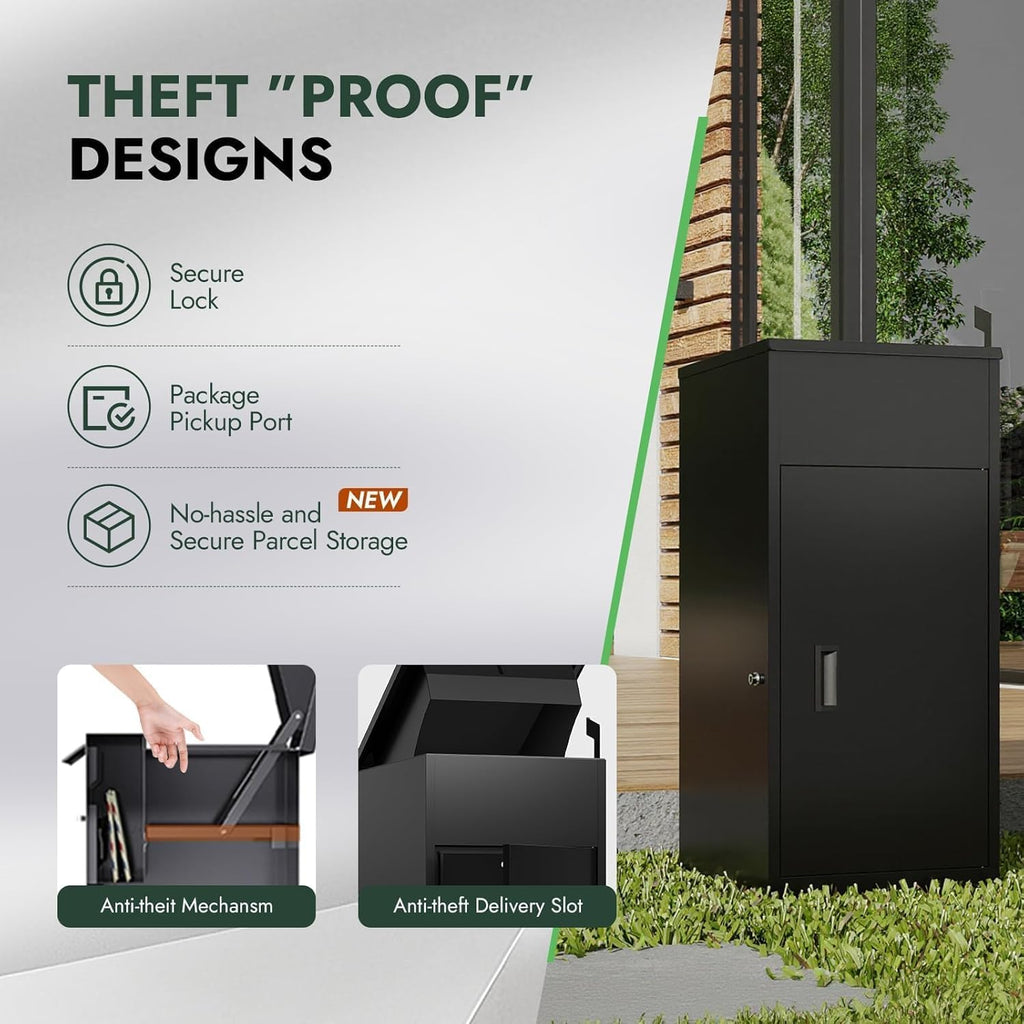 Package delivery Boxes | Anti-Theft Porch Package Delivery Box with Lock | Outdoor Weatherproof Parcel | Large Mailbox