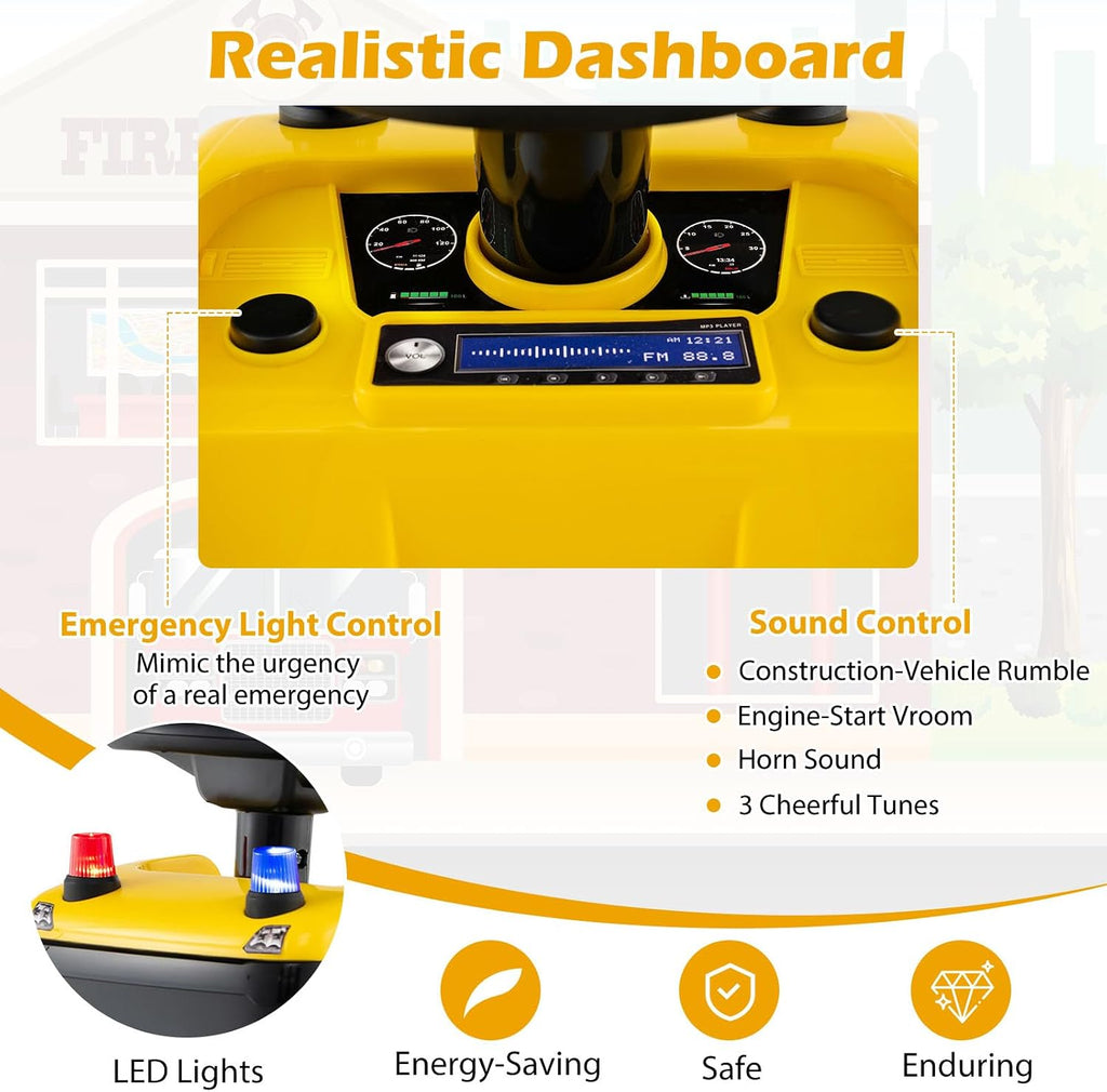 Ride On Construction Vehicle for Kids, Licensed Scania Push Car, Light & Sound, Under-Seat Storage, No Power