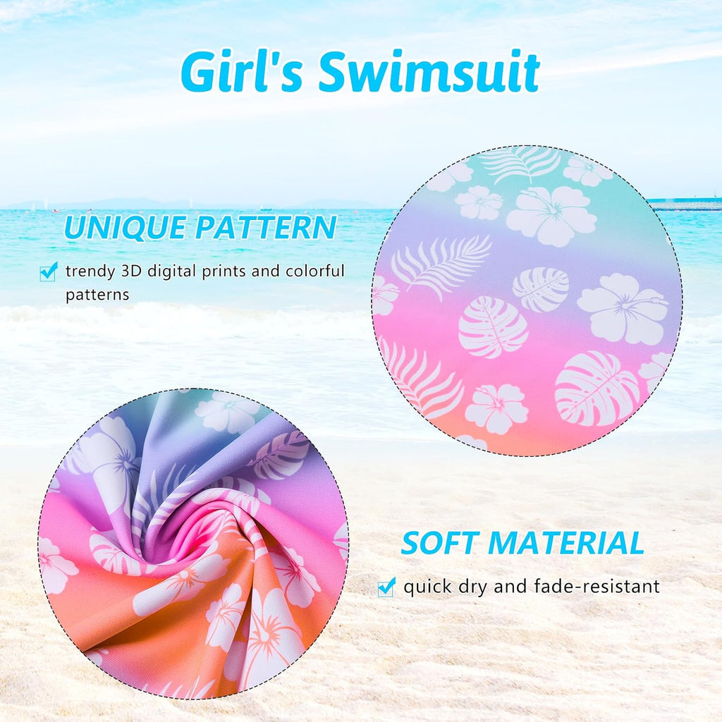 2 Piece Girls Rash Guard Set Long Sleeves Swimsuit Bathing Suit