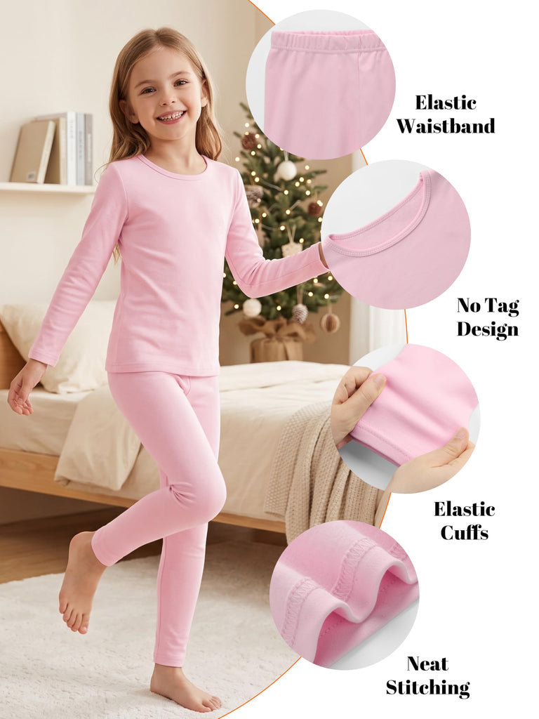Girls Cotton Thermal Underwear Set Kids Base Layer Long Johns