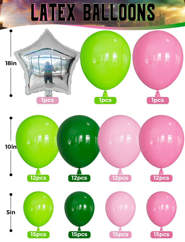 Pink and Green Balloon Garland Arch Kit, Witch Themed Party Decor