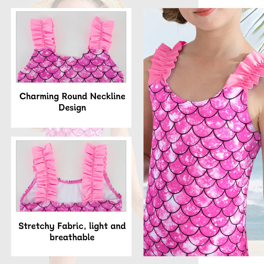 Girls One Piece Swimsuit Ruffled Straps Bathing Suit for Toddler Girl UPF 50+ Swimming Suits Quick Dry Swimwear
