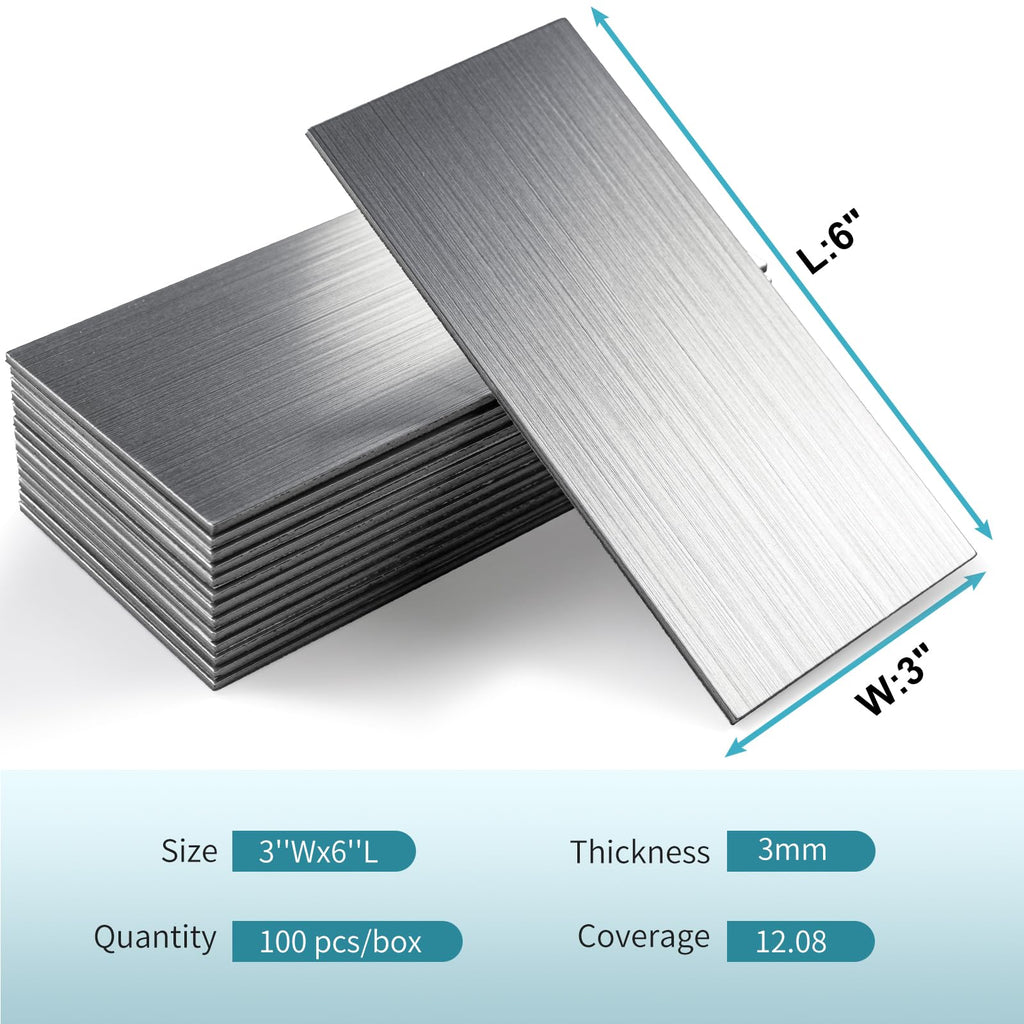 100-Pack Peel and Stick Backsplash Tile,3" x 6" Subway Tile