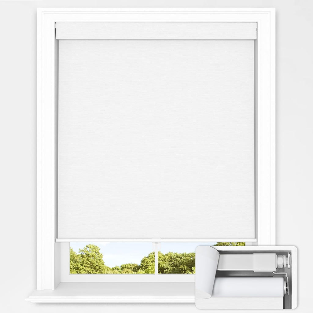 No Tools No Drill Cordless Blackout Roller Shades for Indoor Windows, Easy to Install, Darkens Rooms, Blocks Heat
