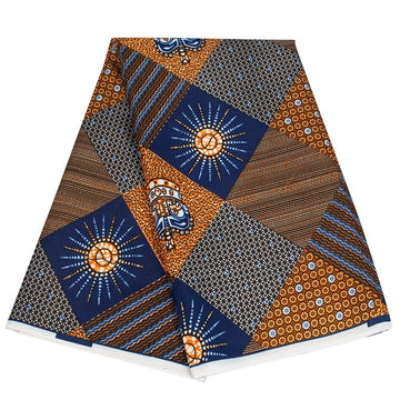 6yard African Fabric Printed Wax Cloth Brown Ankara Fabric for Party Dress