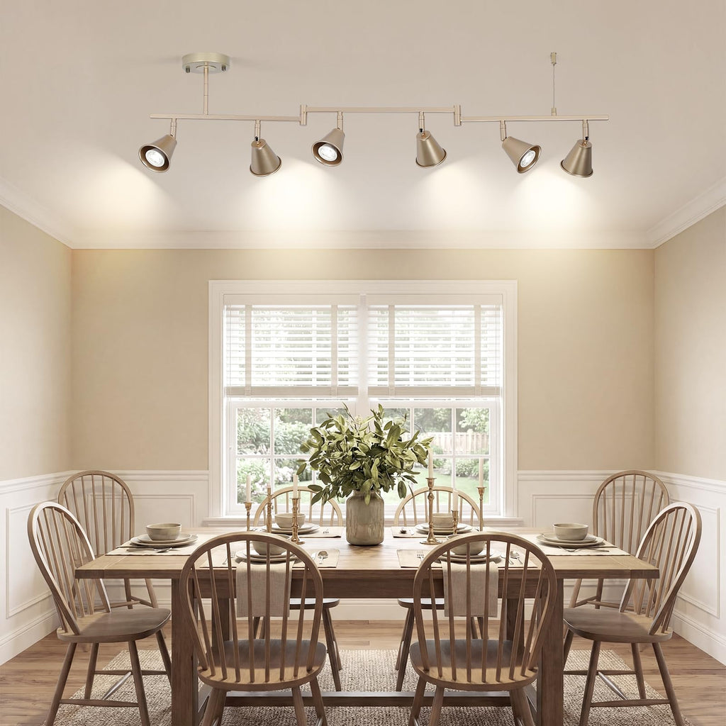 Modern Track Lighting Fixtures Ceiling, Flexible Foldable Arm and Rotatable Light Head, Champagne Gold