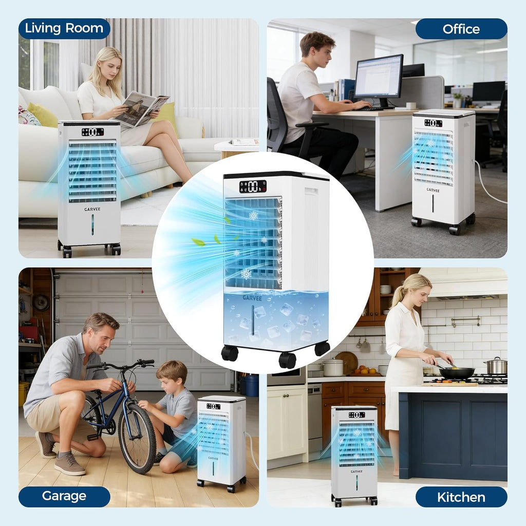 7L Evaporative Air Cooler with Remote Control, 3-IN-1 Portable Swamp CoolerHome Office Garage
