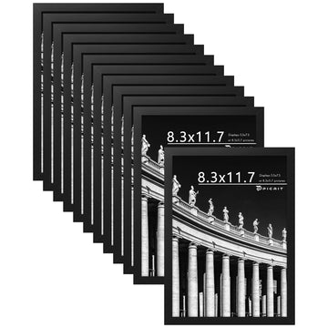 A4 Picture Frame Set of 12, Modern Gallery Wall Frames, Black