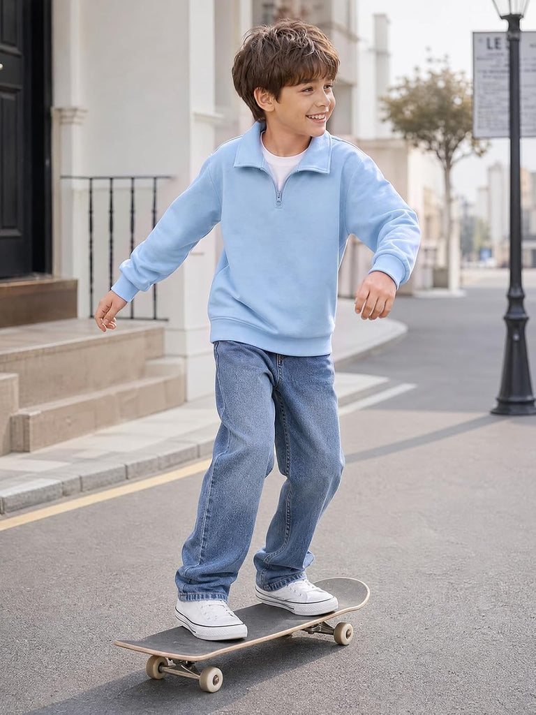 Boys Quarter Zip Sweatshirt Athletic Long Sleeve Pullover Tops