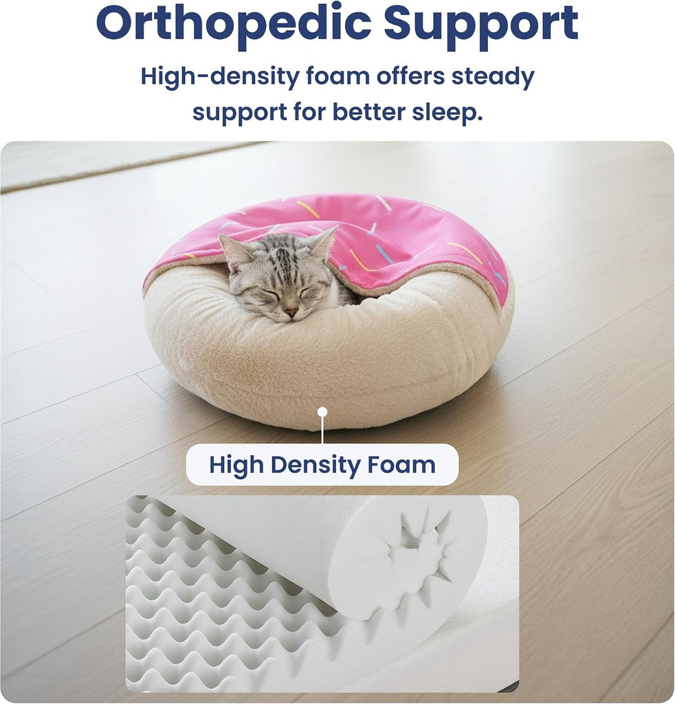Orthopedic Memory Foam Donut-Themed Plush Bolster Cat & Dog Bed