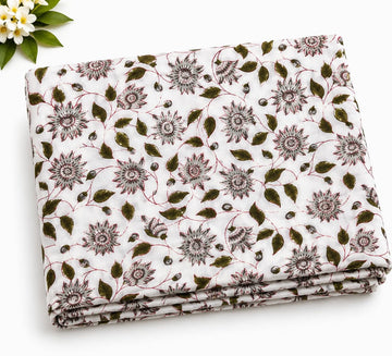 100% Cotton Fabric by the Yard, Hand Block Print Fabric for Sewing