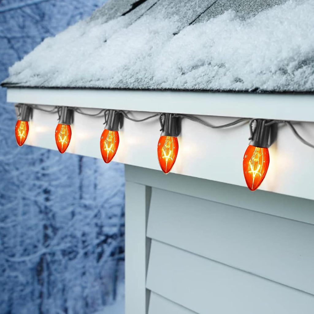 C7 Replacement Bulbs, 120V 5W Orange, E12 Candelabra Base