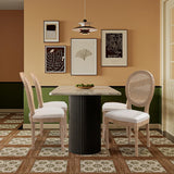 French Country Dining Chairs Set of 4, Farmhouse Rattan Dining Chairs with Round Back for Kitchen or Bedroom, Beige