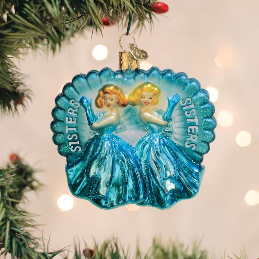 Sisters Sisters Glass Blown Ornament, Handcrafted Holiday Decoration, Family Collection