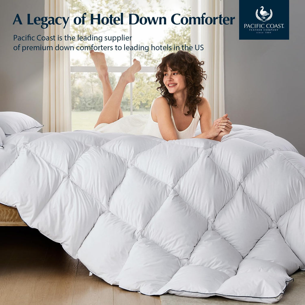 Luxury White Goose Feather Down Fiber Comforter King, All Season Hotel Collection Duvet Insert, Ultr