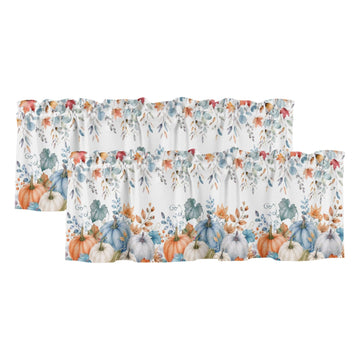 Fall Valances for Windows 2 Pack Farmhouse Pumpk Valance Curtains Rod Pocket Window Treatments Thanksgiving Autumn