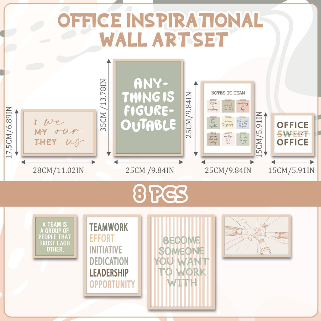 8 Set Office Wall Art Inspirational Wall Art
