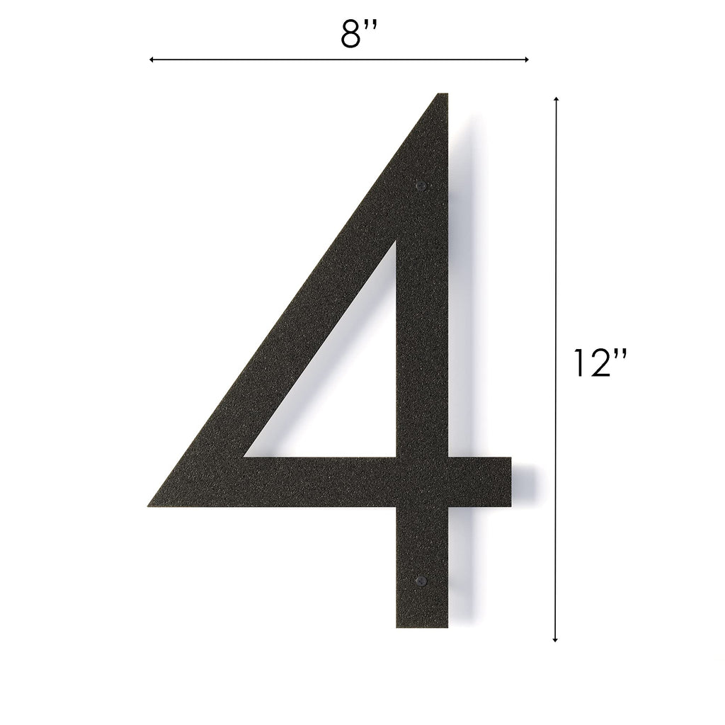 12 Inch Modern Floating House Numbers for Outside | Large Metal House Numbers for Outdoors | Black Coated Rust-Proof