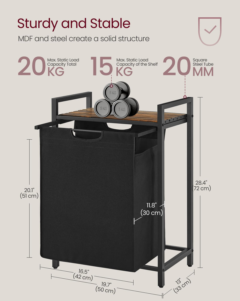 Laundry Hamper with Shelf, 1 Pull-Out Bag, 17.2 Gallons (65L)