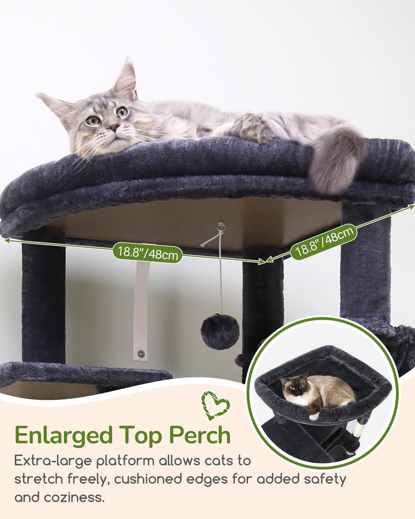 Heavy Duty Cat Tree, 74in Sturdy Cat Tower for Large Cats Adult, Big Cat Tree with 7 Sisal Scratching Posts