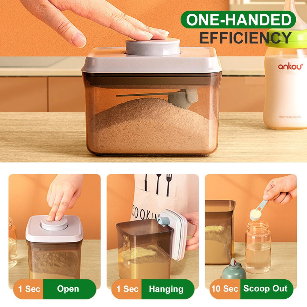 Formula Container, 1700Ml/730g Airtight Formula Dispenser, One Button Handy Pop Up Food Containers Milk Powder