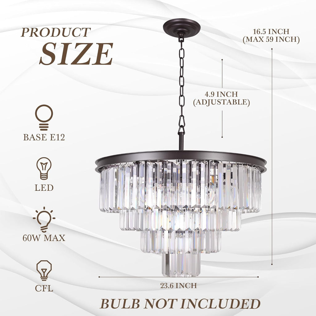 Inspired Odeon Style 9-Light Crystal 4-Tier Modern Chandelier Dia 23.6" - A107-B07CWKDLX9
