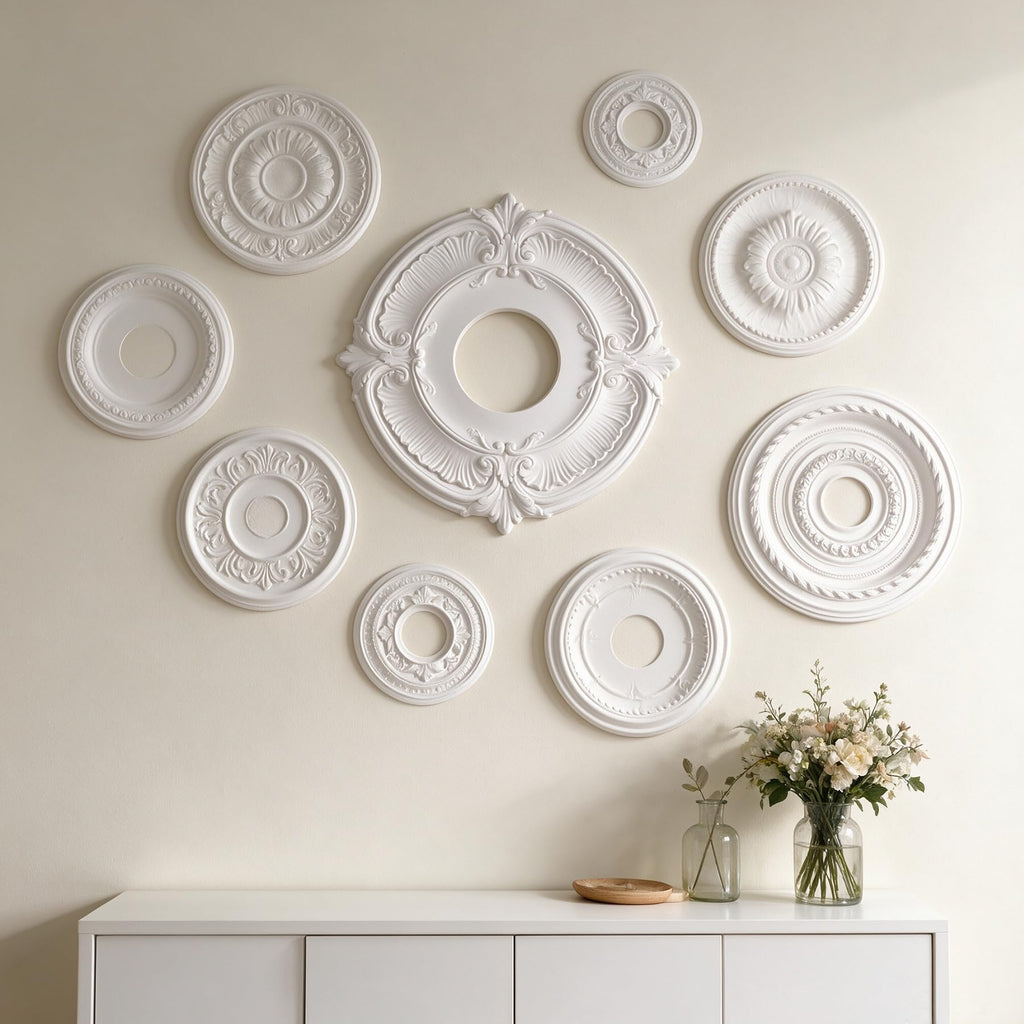 13-Inch Ceiling Medallion, White Primed Light Fixture Canopy, Decorative Ceiling Rosette for Chandeliers & Ceiling