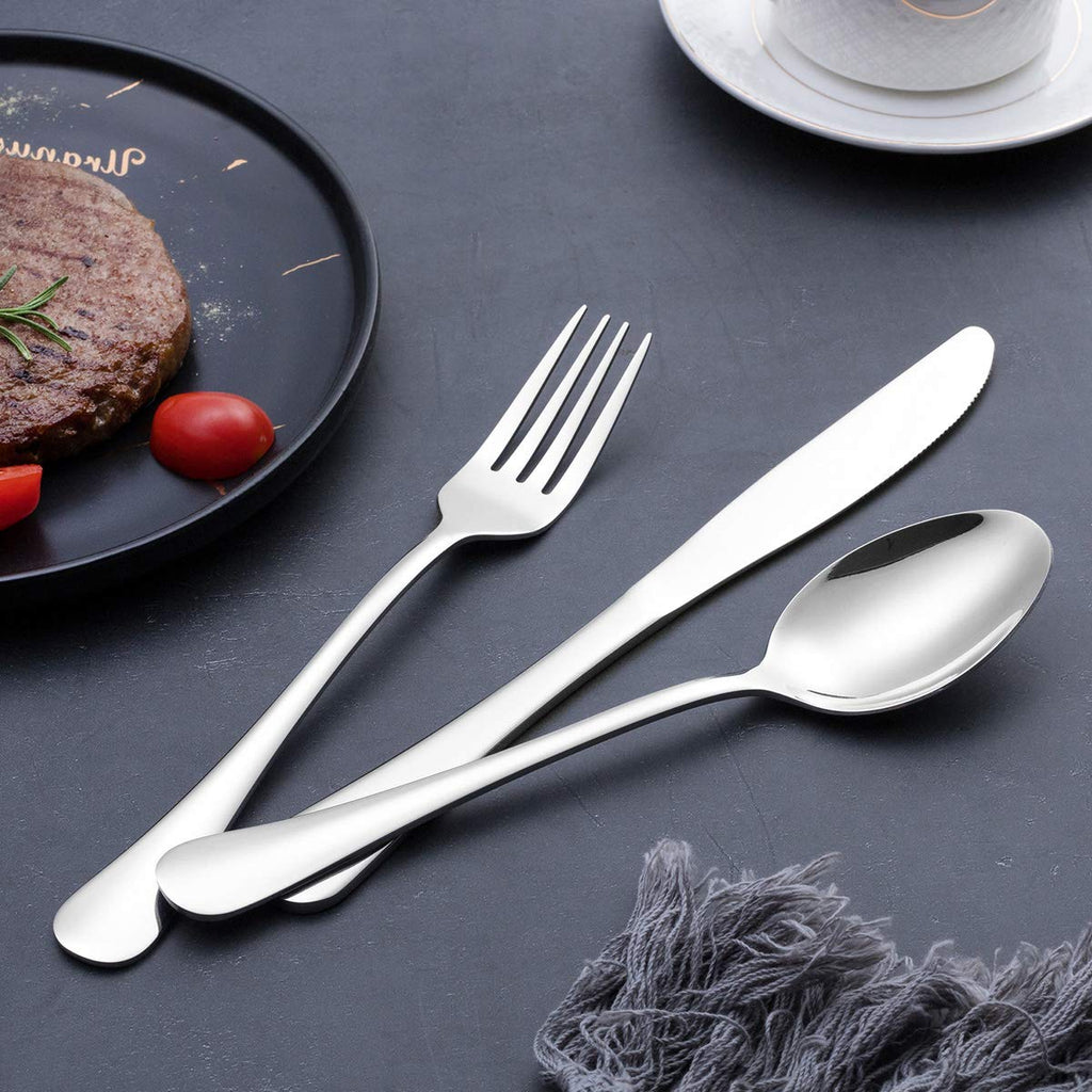 Silverware Set 20-Piece, Stainless Steel Flatware Set for 4, Modern Eating Cutlery Utensils Tableware Sets, Including