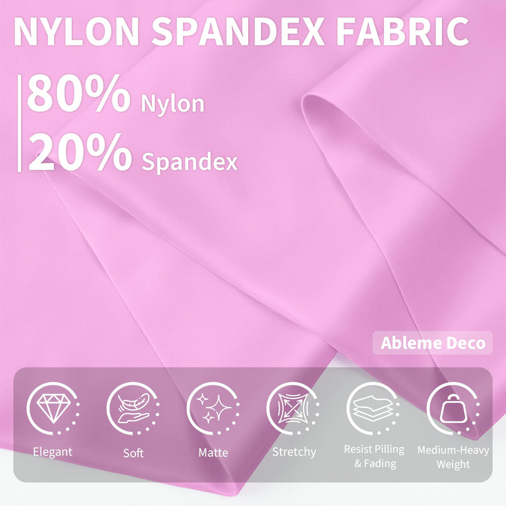 Nylon Spandex Fabric by the Yard, 60" x 2 Yards, 4-Way Stretch, Pink