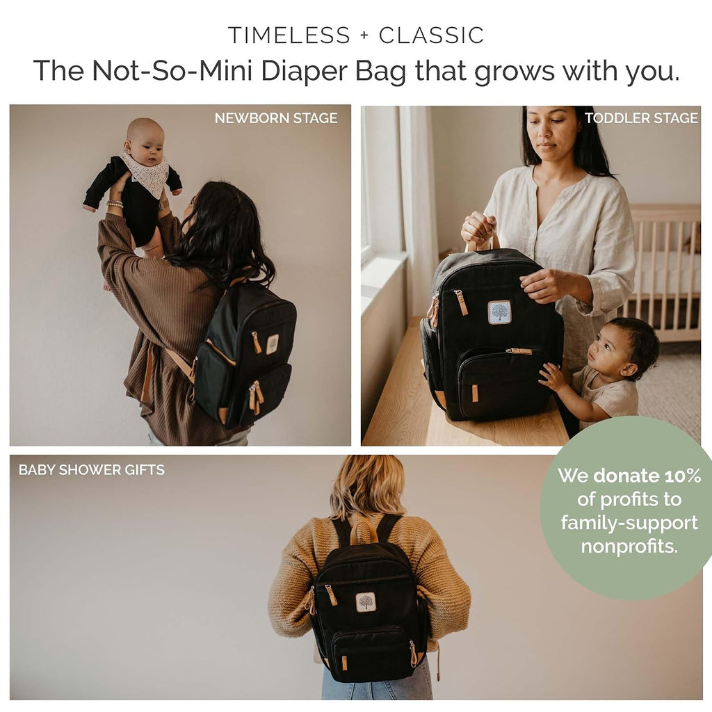 Mini Diaper Bag Backpack with Changing Pad - Black