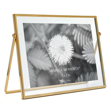 5x7 Brass Metal Floating Horizontal Picture Frame