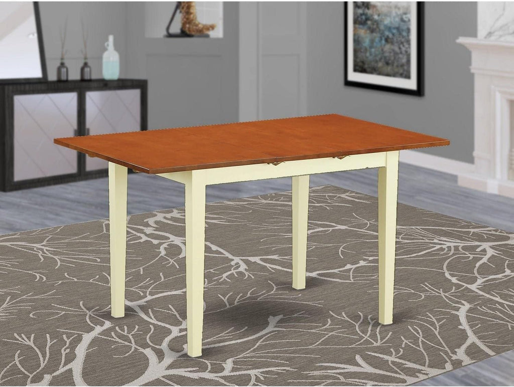 West Furniture NFT-WHI-T Norfolk Kitchen Dining Table - a Rectangle Wooden Table Top with Butterfly Leaf, 32x54 Inch