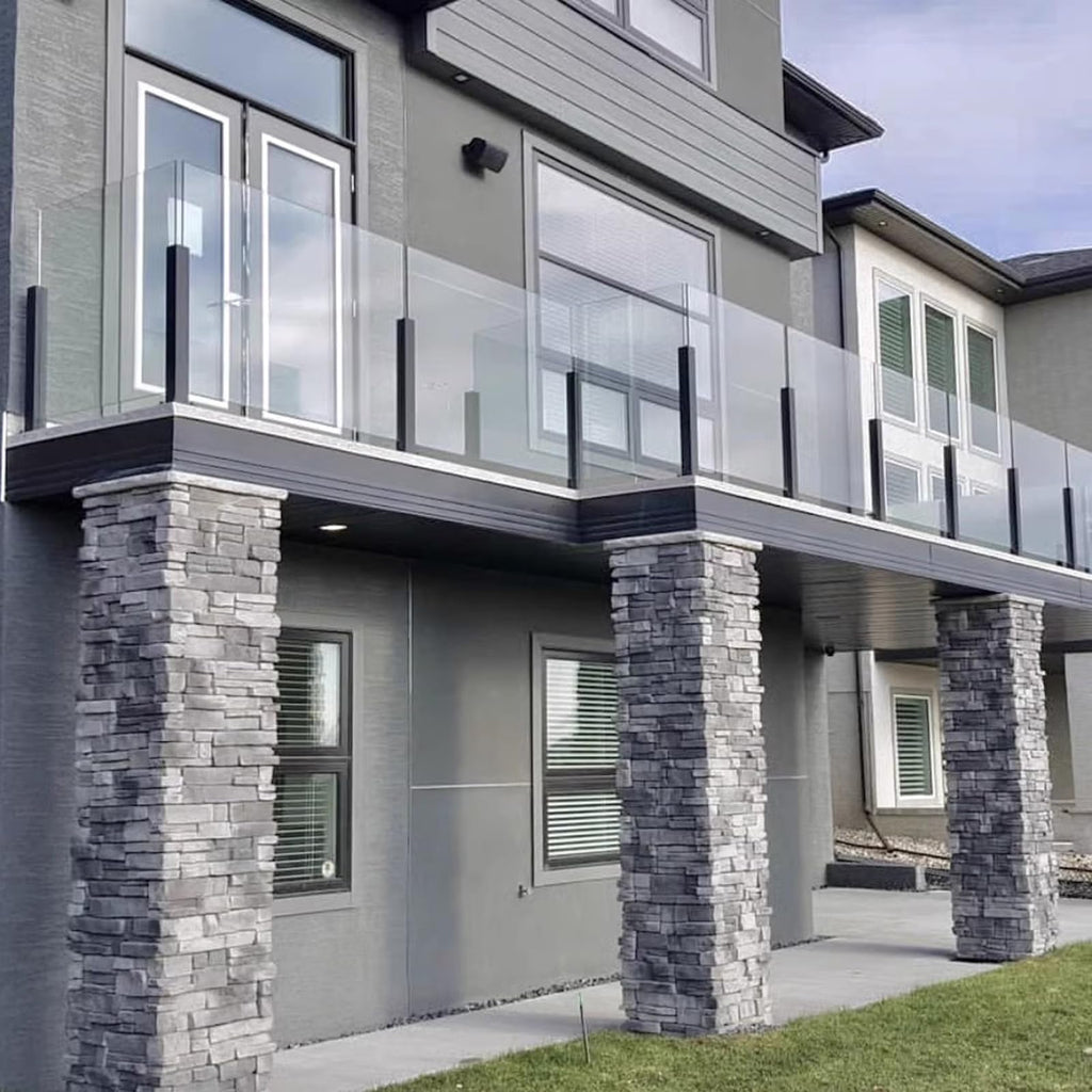Heavy-Duty Glass Railing Post, 304 Stainless Steel Glass Railing with Spigot Slots & Sturdy Base, Balcony, Stairway