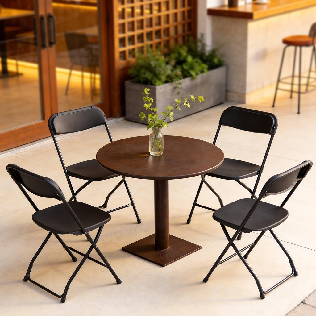 Folding Chairs 10 Pack, Black Folding Chairs for Outdoor Indoor, Plastic Folding Chairs with Sturdy Metal Frame, 350