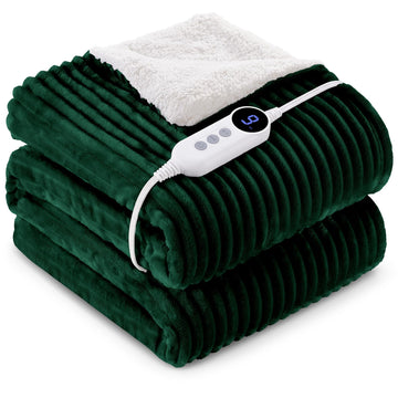 Heated Electric Blanket Twin 62"x84", Soft Blanket, Dark Green