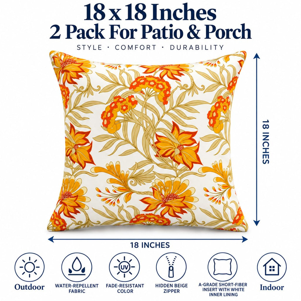 Waterproof Outdoor Throw Pillows with Inserts 18 x 18 Inch