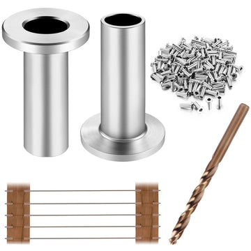 100 Pack T316 Stainless Steel Protector Sleeves for 1/8" 5/32" or 3/16" Wire Rope Cable Railing, Marine Grade