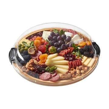 Build-a-Board Cutting Board with Single Compartment and Clear Locking Lid for Charcuterie, Snacks, and More, Bamboo