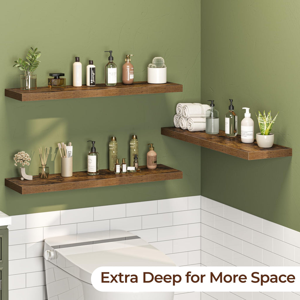 Floating Shelves for Wall 36 Inch Set of 3, Farmhouse Floating Shelves with Invisible Heavy Duty Bracket, 10 Inch