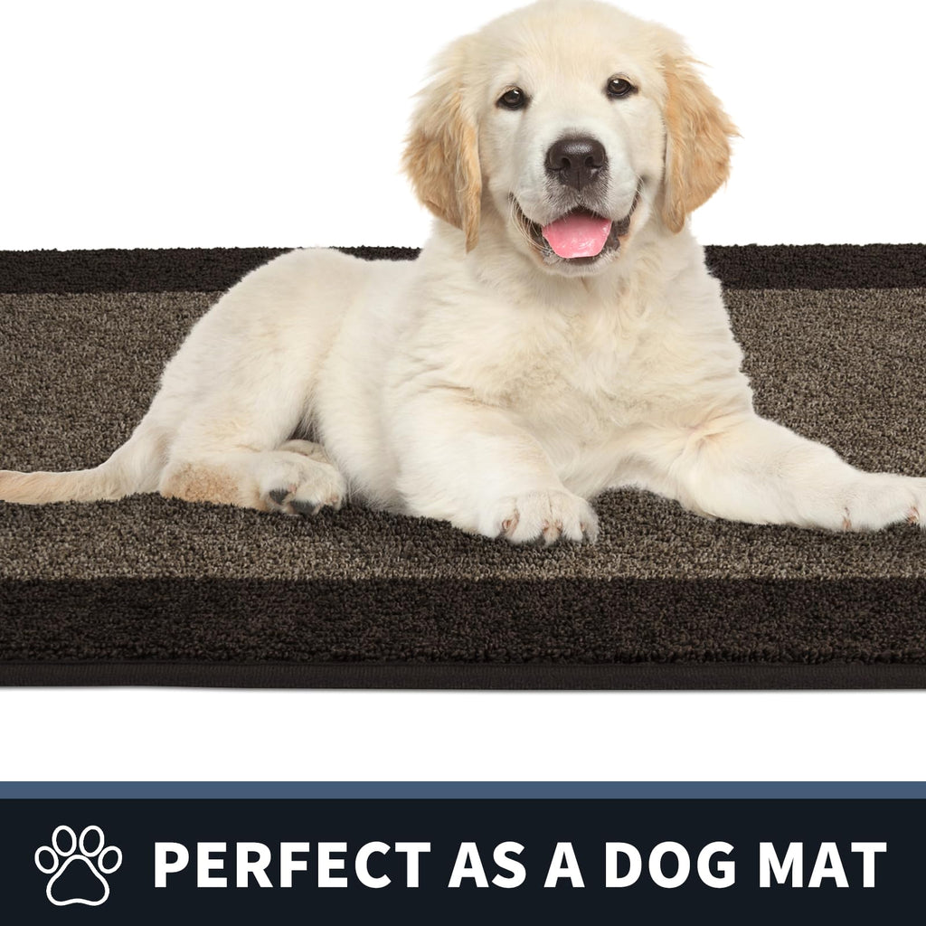 Dirt Trapping Indoor Door Mat, 34" x 60", Grayish Brown & Coffee