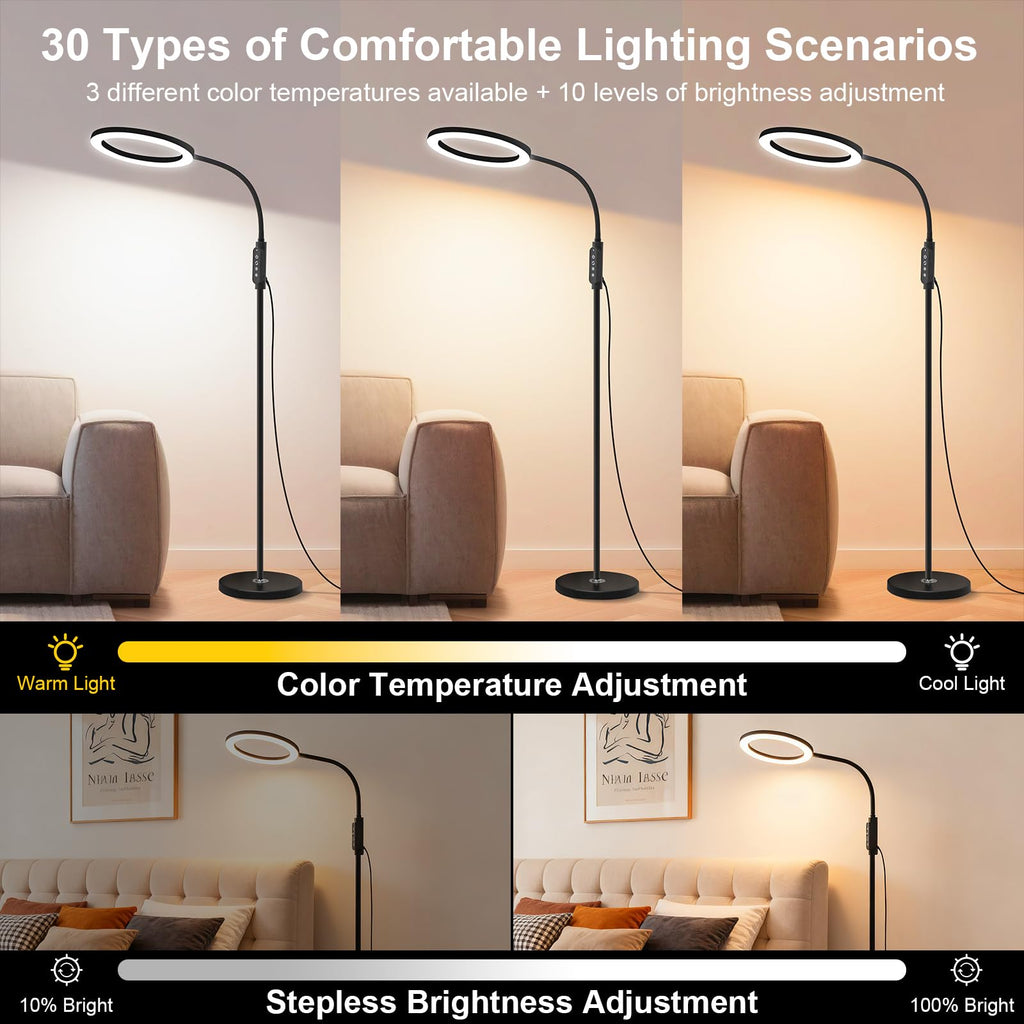 Super Bright 24W LED Reading Floor Lamp, Remote and Touch Dimmable