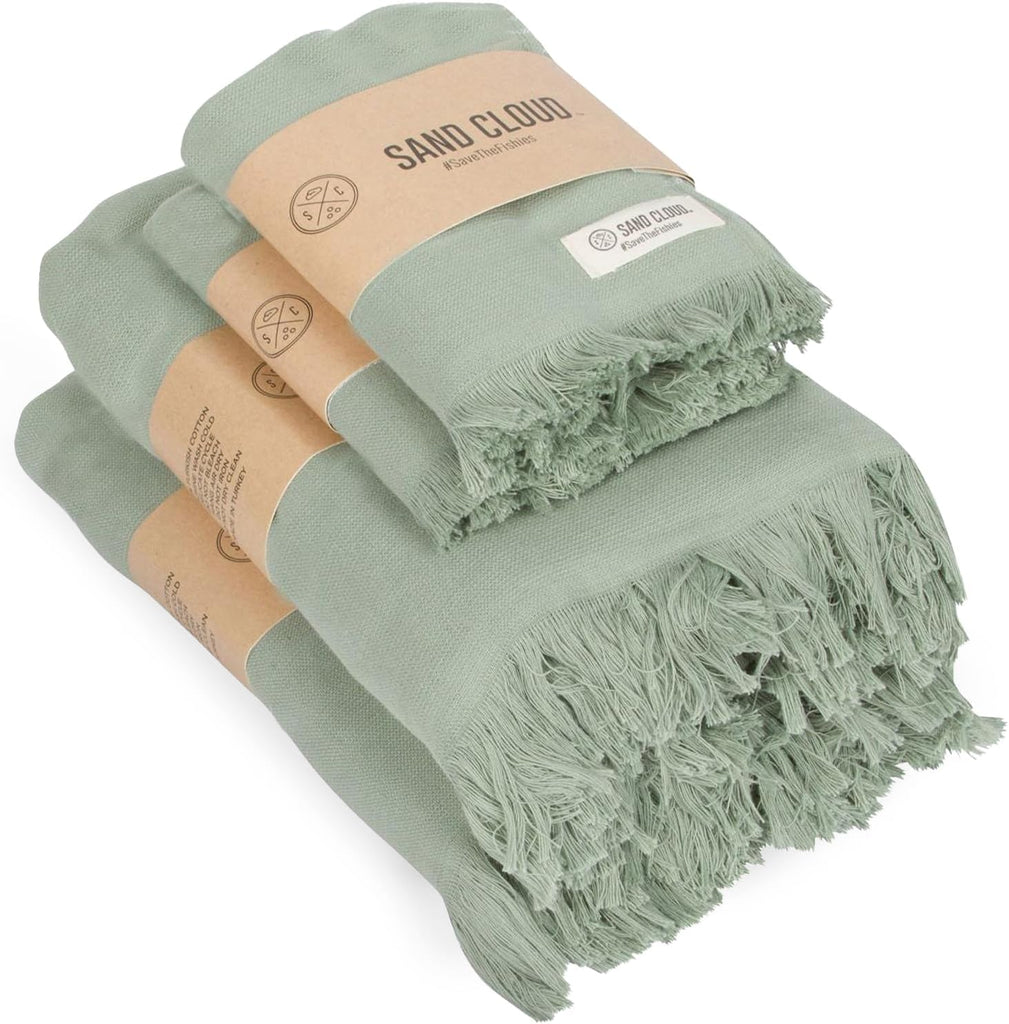 Turkish Premium Bath Towels - Large, Set of 4 | 100% Certified Organic Turkish Cotton Yarn - Lightweight, Soft &