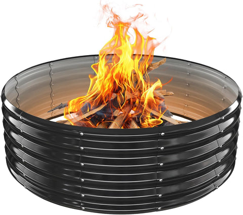 48 Inch Round Galvanized Fire Pit Ring/Fire Ring - Foldable and