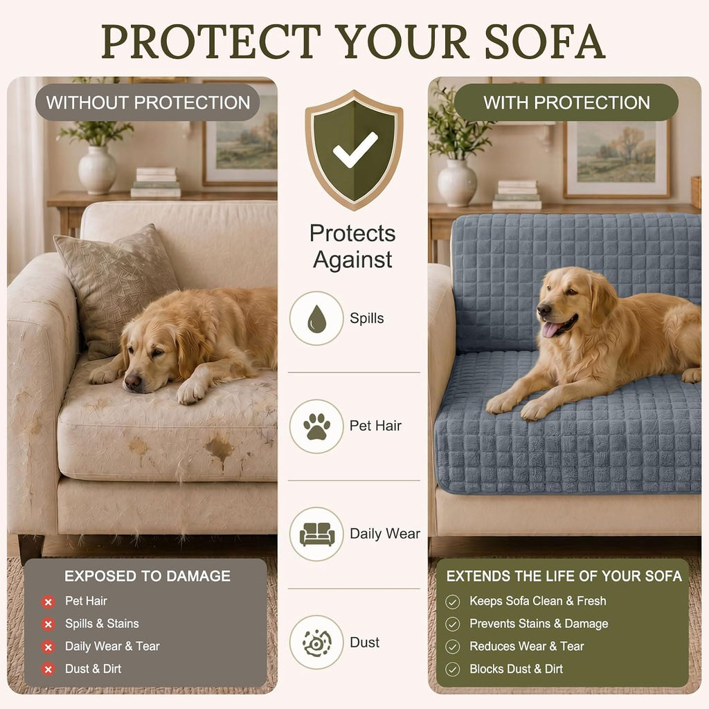 Velvet Couch Cover for Dogs, Non Slip Soft Sofa Protector for Pets
