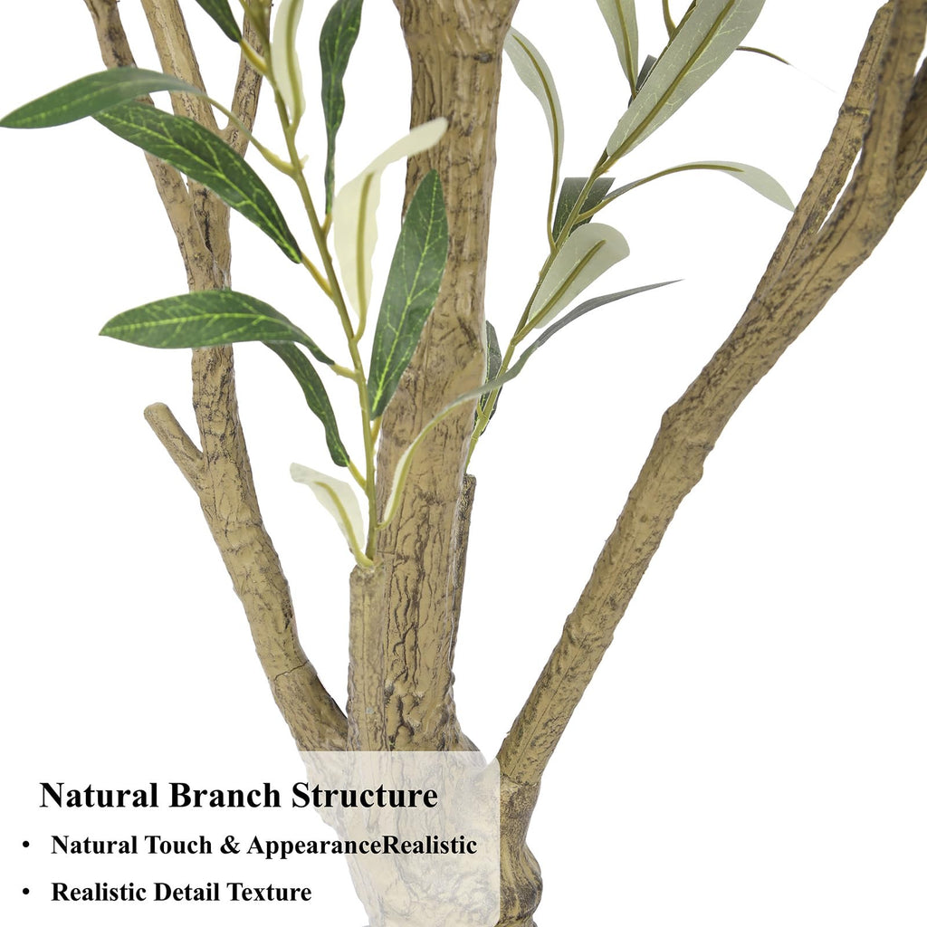 Tall Faux Olive Tree, 5ft(60in) Realistic Potted Silk Artificial Indoor with Green Leaves and Big Fruits Living Room