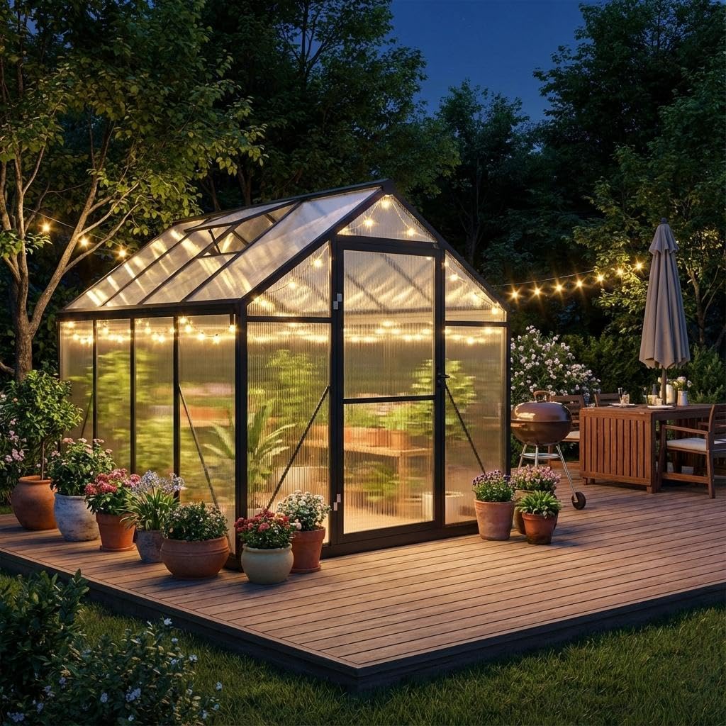 6x8ft Walk-in Greenhouse, Heavy Duty Large Outdoor Green House