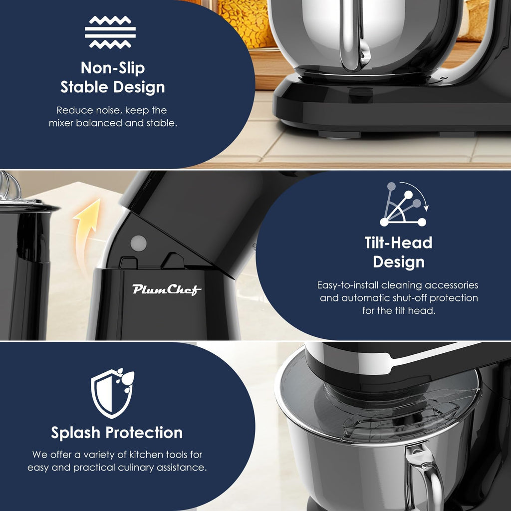 5.5QT Stand Electric Mixer, 12-Speed Kitchen Mixer with Tilt-Head, Stainless Steel Bowl Dough Mixer, Egg Whisk, Dough