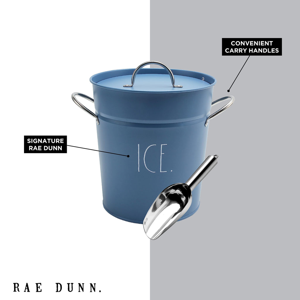 Ice Bucket with Scoop - Stainless Steel Bucket with Handle, Lid and Ice Scooper - 4 Qt. Storage Bin for Ice Cubes for